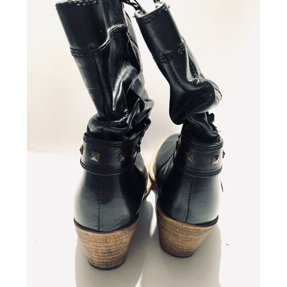 Steve Madden leather boots western rodeo country black strapped embelish women 9 - Picture 4 of 9